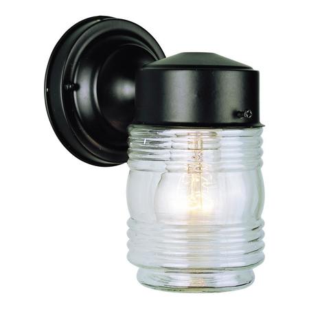 TRANS GLOBE One Light Black Clear Ribbed Jar Glass Wall Light 4900 BK